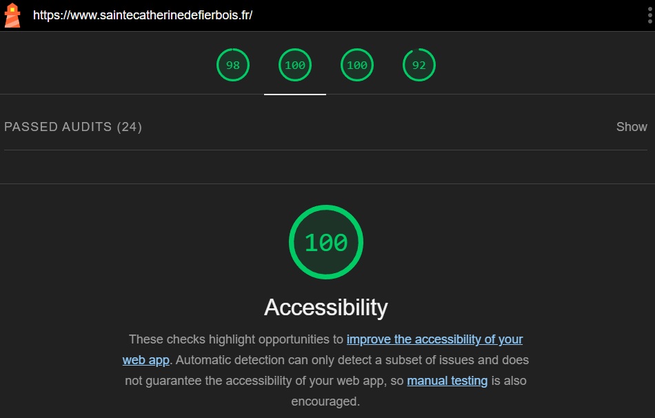 score lighthouse accessibilité