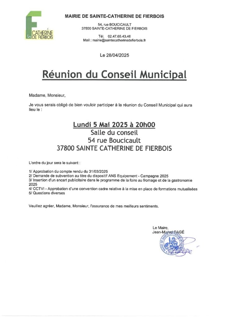 Ordre du jour réunion commune 05052025